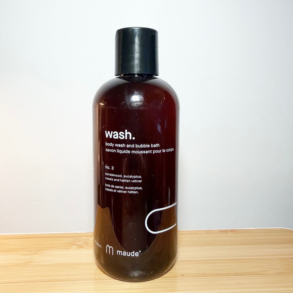 Maude Wash No. 3 Body Wash and Bubble Bath Sandalwood Eucalyptus 12oz NEW